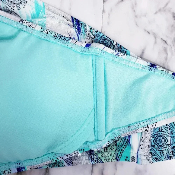 Ambrielle Bra Swimwear Sz Large High Neck Lace Pattern Halter Strap Geometric - Picture 8 of 16